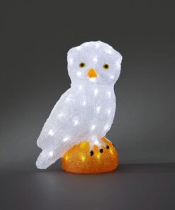 Uggla Akryl vit LED 36 cm hög
