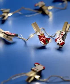 Adventskalender 1-24 LED Clips Stjärna/Julstrumpa/Gran